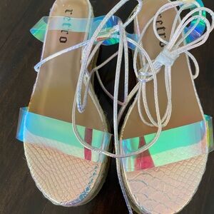 Never Worn Retro Iridescent Sandals, Women’s Size 39
